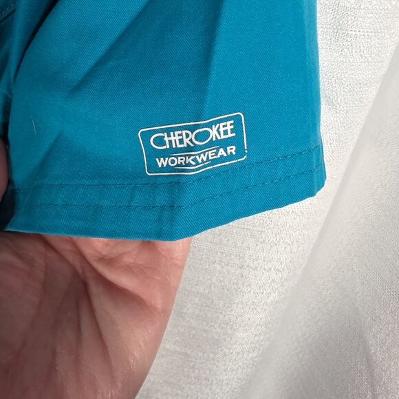 Cherokee Workwear #4728 Teal Blue Women's Mock Wrap Princess Seam Solid Top  XS - Picture 3 of 7